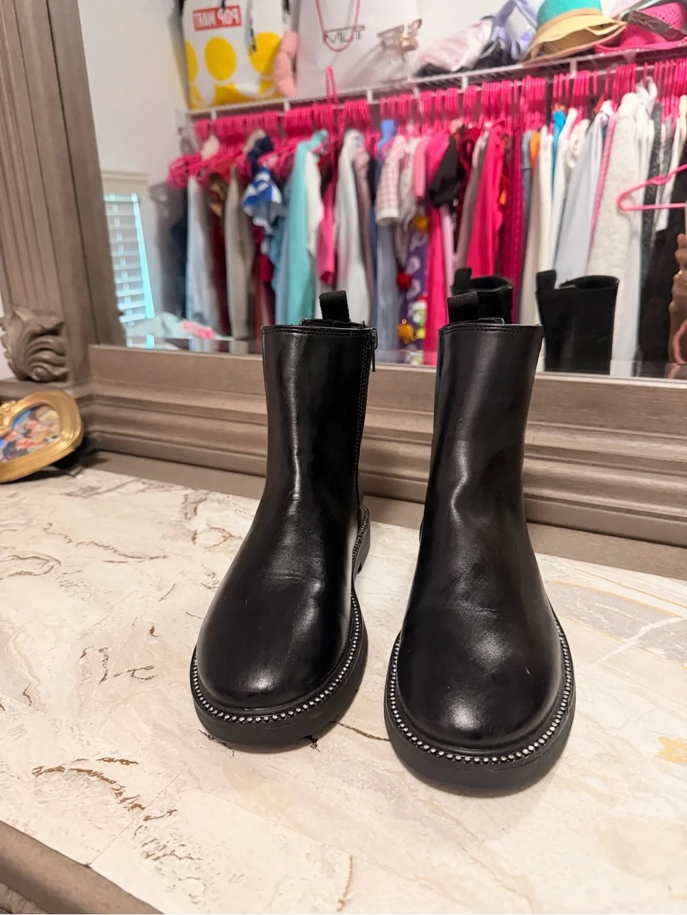 Zara Black Leather Chukka Boots with Studded Sole